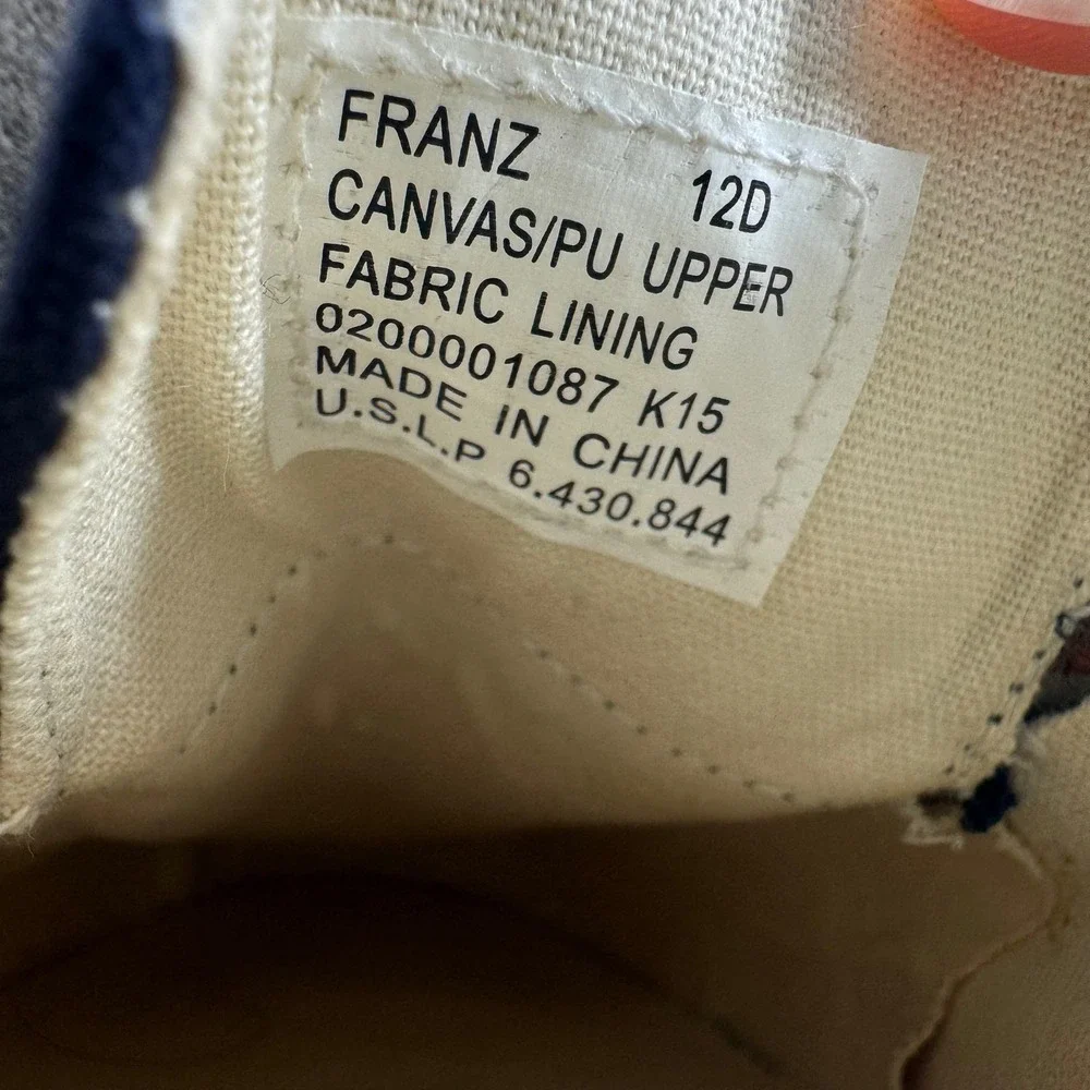 Polo Ralph Lauren Franz Boat Shoes Navy Brown Canvas Men's Size 12D‎ Casual